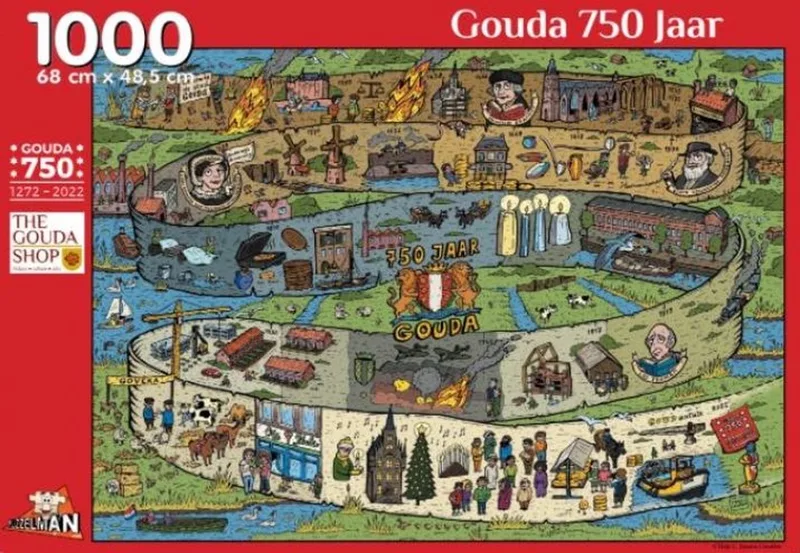 Puzzel Gouda 750 Jaar - door Thijs Jansen from Puzzelman – box