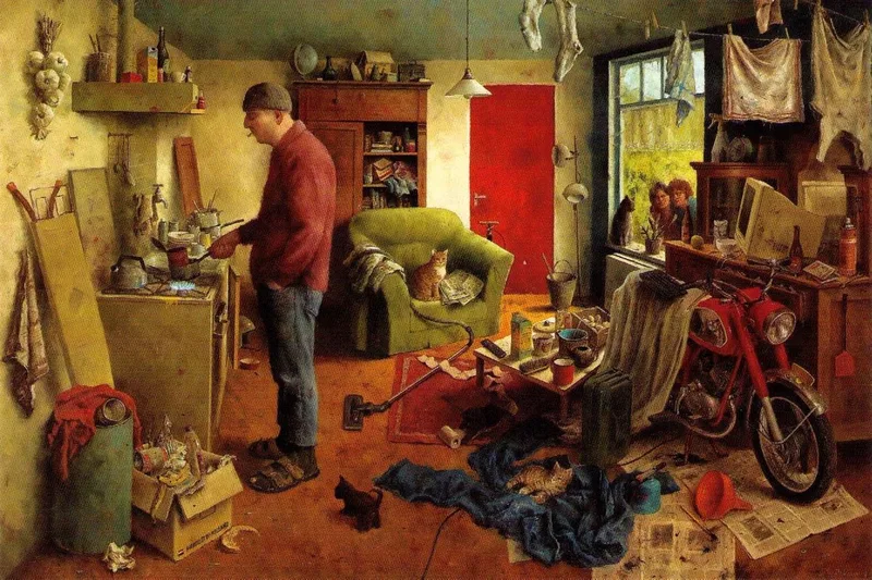 Puzzel - Marius van Dokkum: Mannenhuishouden from Puzzelman – box