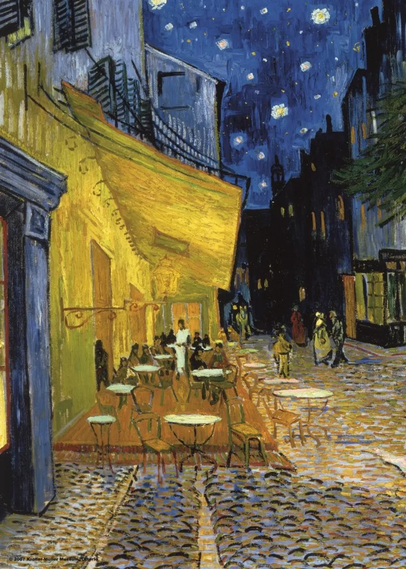 Van Gogh: Caféterras Bij Nacht (Place du Forum) van Puzzelman, editie Meerkleurig – doos