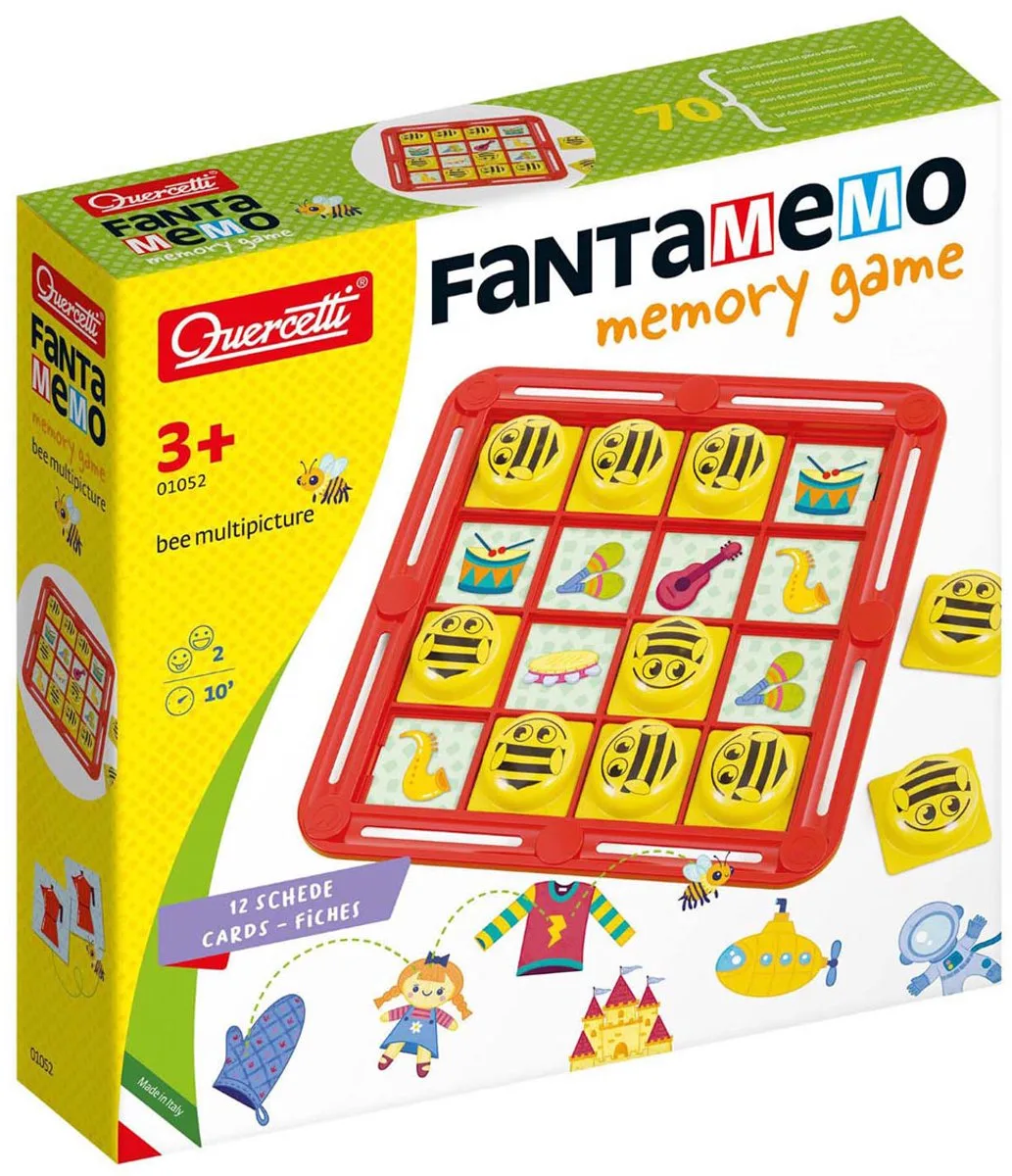 Fantamemo spil bi fra Quercetti, Flerfarvet-udgave – æske