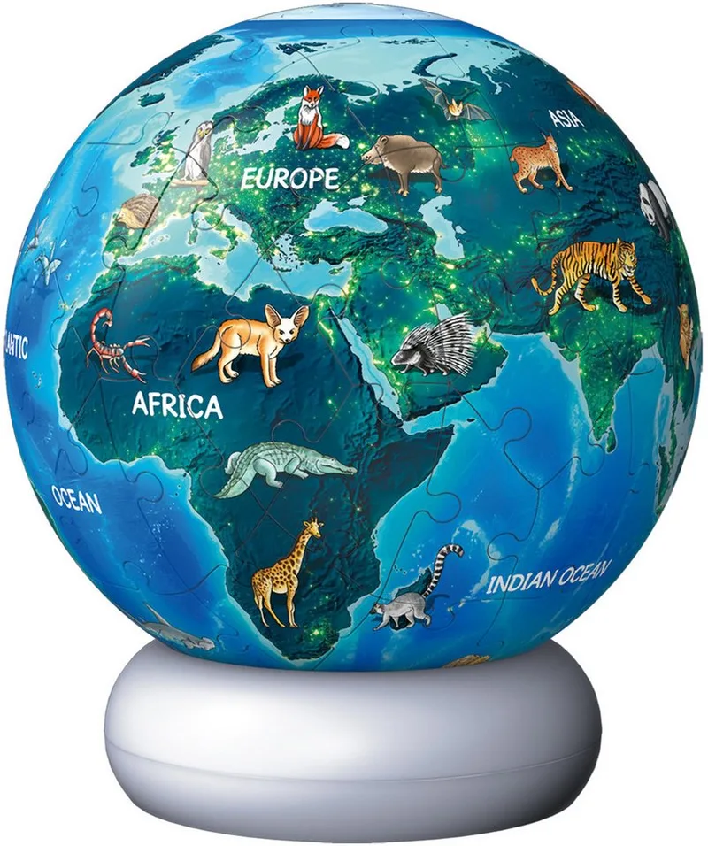 Aarde met Diermotieven – 3D Puzzle-Ball Nachtlicht – 73 Stukjes from Ravensburger, Multicolour edition – box 2 of 4