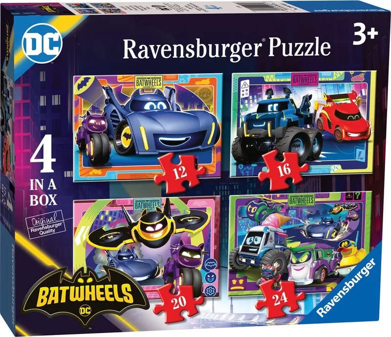 Batwheels 4in1box puzzel - 12+16+20+24 stukjes - kinderpuzzel van Ravensburger, editie Meerkleurig – doos