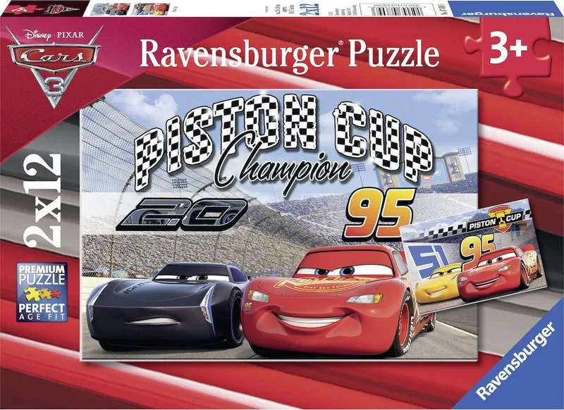 Cars 3. Twee puzzels - 12 stukjes - kinderpuzzel from Ravensburger, Multicolour edition – box