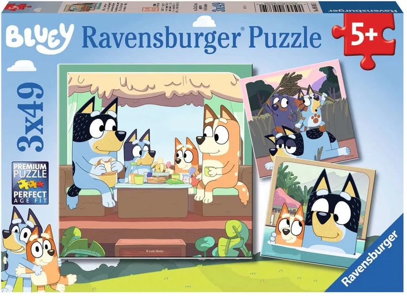 De avonturen van Bluey - puzzel - 3x49 stuks van Ravensburger, editie Wielkleurig – doos 1 van 5