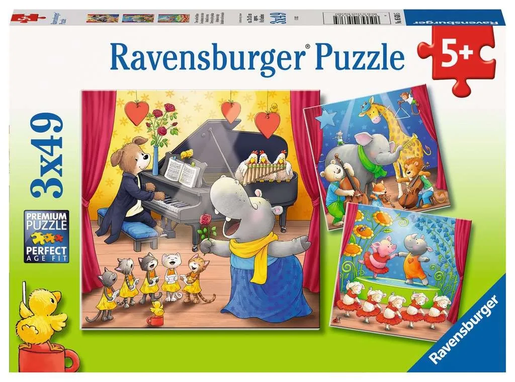 Dieren op het Podium 3 in 1 (3 x 49 Stukjes) de Ravensburger – boîte