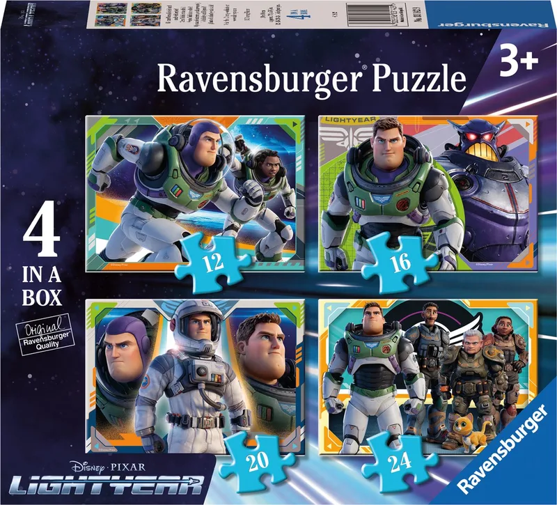 Disney Lightyear 4in1box puzzel - 12+16+20+24 stukjes - kinderpuzzel van Ravensburger, editie Meerkleurig – doos
