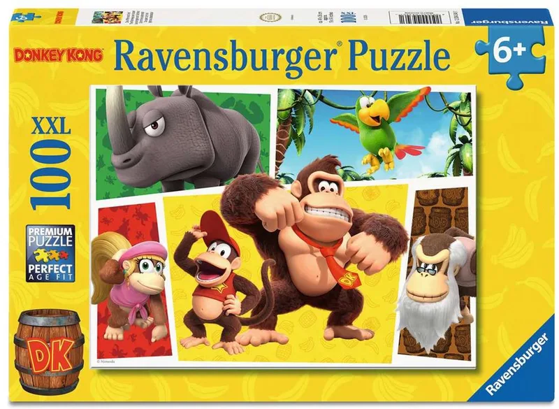 Donkey Kong The Monkeys Are Loose Puzzel - Kinderpuzzel 100 XXL Stukjes - Vanaf 6 Jaar de Ravensburger, édition Multicolore – boîte