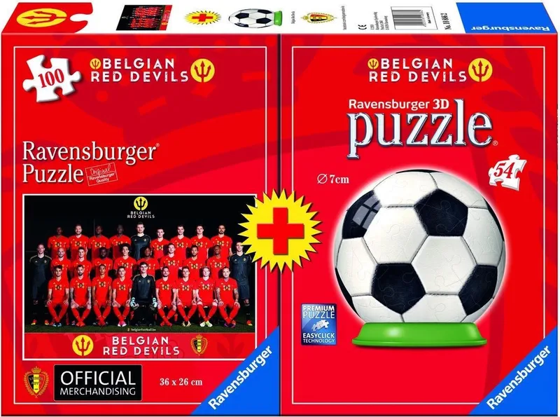 duopack Red Devils 2018 - 100 stukjes puzzel + 3D puzzleball 54 stukjes de Ravensburger, édition Full color – boîte