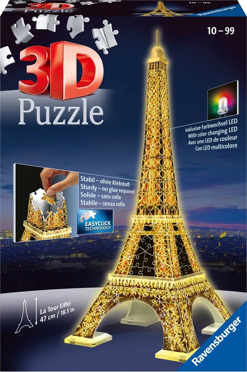 Eiffeltoren Night Edition- 3D puzzel gebouw - 216 stukjes from Ravensburger, Multicolour edition – box
