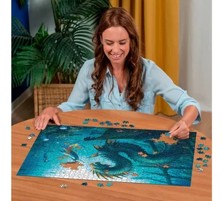 Enchanted Depths: Dragon, Mermaid, and Turtles (1000) van Ravensburger – doos 3 van 4