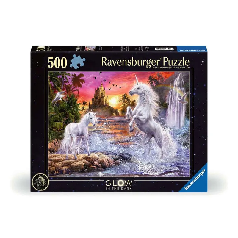 Erwachsenenpuzzle 500 Teile - Einhörner am Fluss de Ravensburger, édition Multicolore – boîte