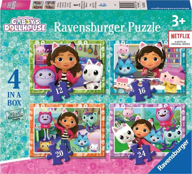 Gabby’s Dollhouse - 4-in-1 Legpuzzel - Kinderen vanaf 3 jaar de Ravensburger, édition Multicolore – boîte