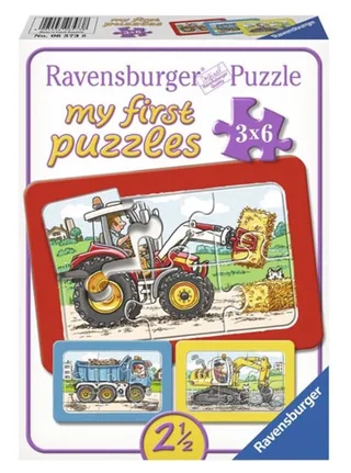 Graafmachine, tractor en kiepauto (3x 6) from Ravensburger – box 1 of 4