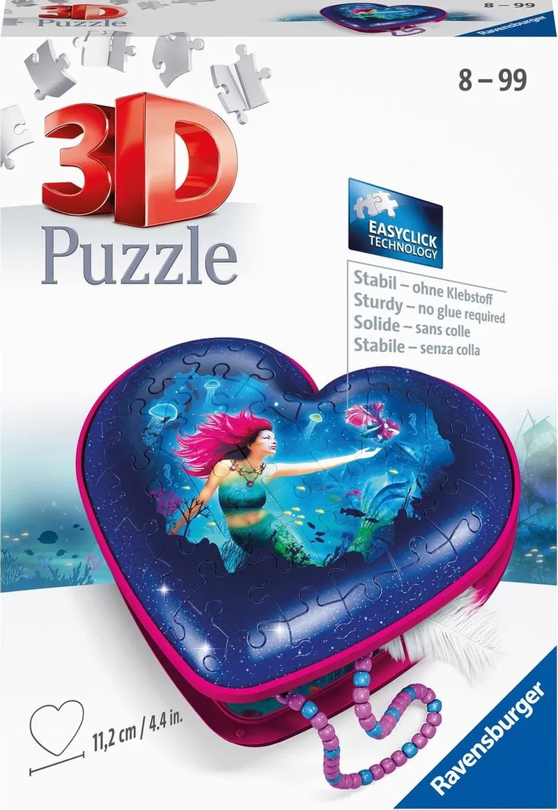 Hartendoosje Enchanting Mermaids - 3D puzzel - 54 stukjes van Ravensburger, editie Meerkleurig – doos