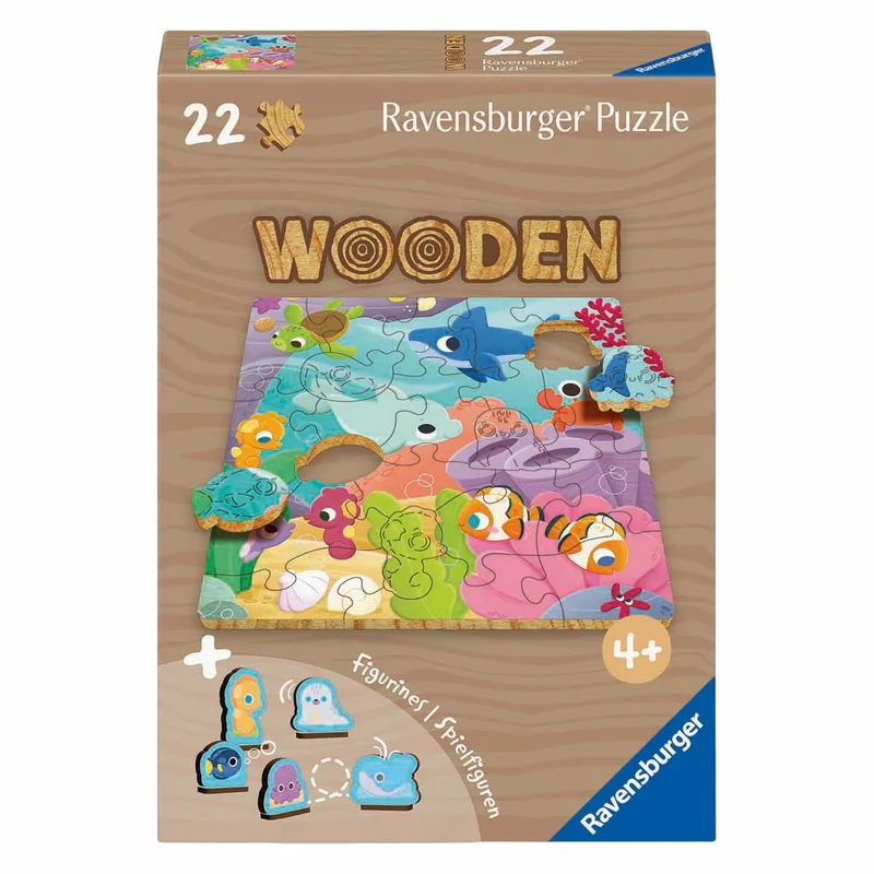 houten puzzel onderwaterdieren - educatief speelgoed 22 stukjes. fra Ravensburger, Flerfarvet-udgave – æske