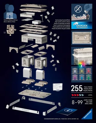 Iconics: Arc de Triomphe Parijs met licht - 3D Puzzel - 216 Stukjes - Bouwset voor kinderen vanaf 8 jaar from Ravensburger, Multicolour edition – box 2 of 5
