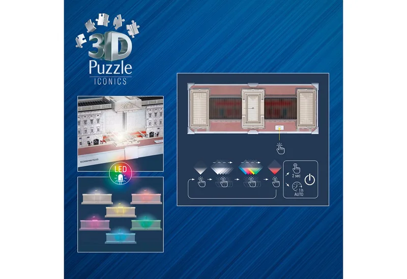 Iconics: Buckingham Palace met licht - 3D Puzzel - 216 Stukjes - Bouwset voor kinderen vanaf 8 jaar van Ravensburger, editie Meerkleurig – doos 3 van 5