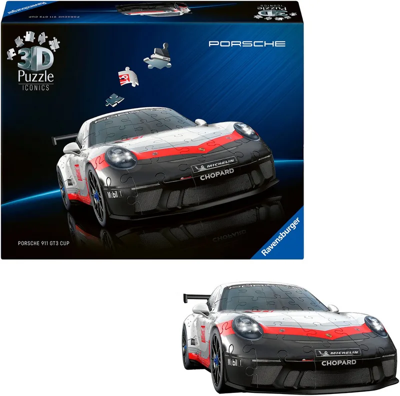 Iconics: Porsche 911 GT3 Cup - 3D Puzzel - 108 Stukjes - Bouwset voor kinderen vanaf 8 jaar fra Ravensburger, Flerfarvet-udgave – æske 4 af 5