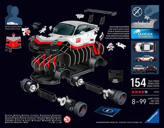 Iconics: Porsche 911 GT3 Cup - 3D Puzzel - 108 Stukjes - Bouwset voor kinderen vanaf 8 jaar fra Ravensburger, Flerfarvet-udgave – æske 2 af 5