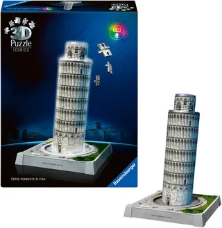 Iconics: Scheve Toren van Pisa met licht - 3D Puzzel - 216 Stukjes - Bouwset voor kinderen vanaf 8 jaar from Ravensburger, Multicolour edition – box 4 of 5