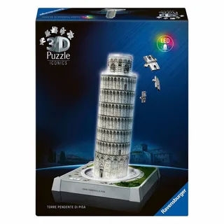 Iconics: Scheve Toren van Pisa met licht - 3D Puzzel - 216 Stukjes - Bouwset voor kinderen vanaf 8 jaar from Ravensburger, Multicolour edition – box 1 of 5