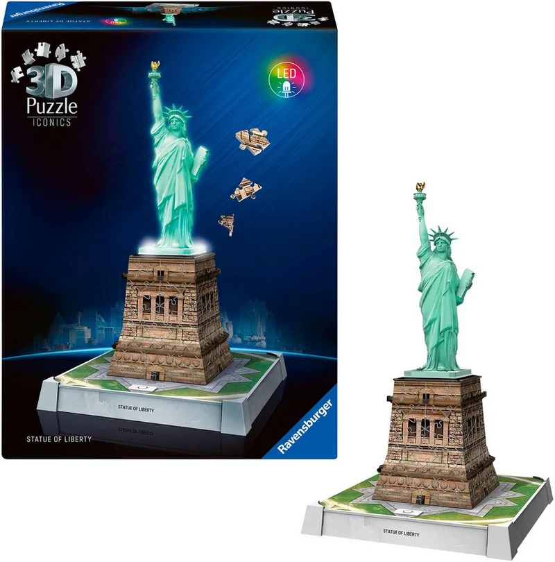 Iconics: Statue of Liberty met licht - 3D Puzzel - 108 Stukjes - Bouwset voor kinderen vanaf 8 jaar from Ravensburger, Multicolour edition – box 4 of 5