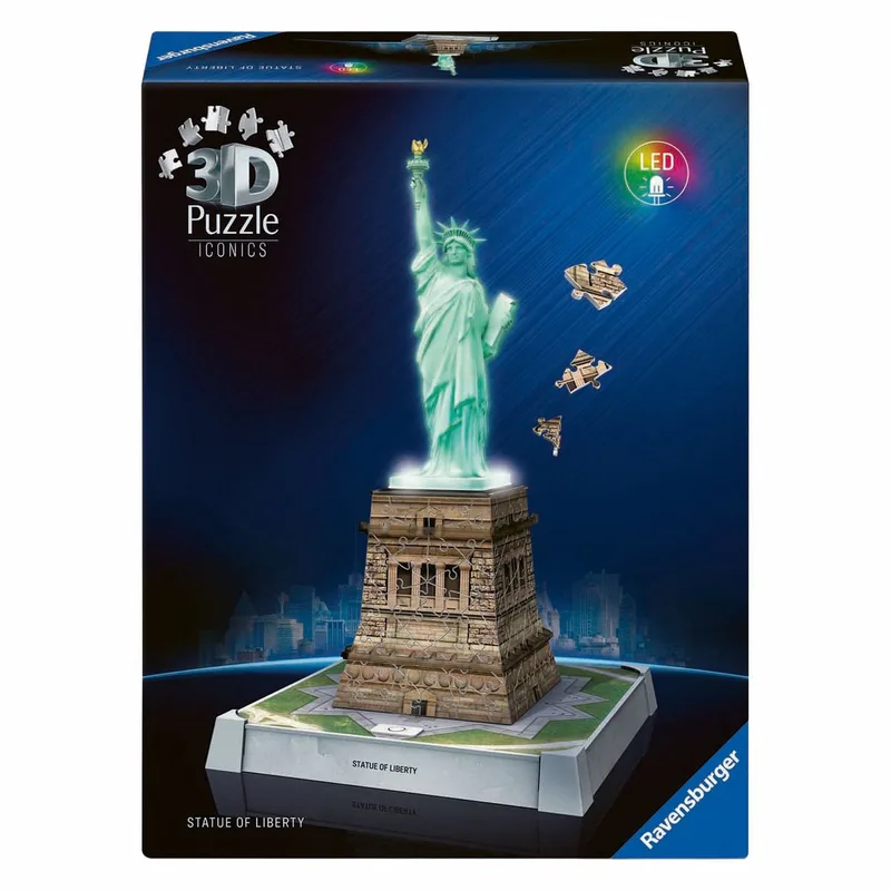 Iconics: Statue of Liberty met licht - 3D Puzzel - 108 Stukjes - Bouwset voor kinderen vanaf 8 jaar from Ravensburger, Multicolour edition – box 1 of 5