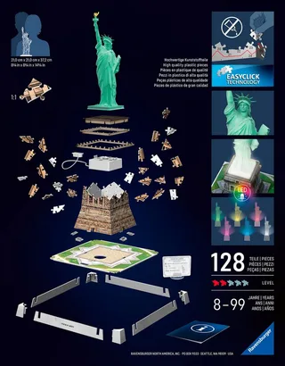 Iconics: Statue of Liberty met licht - 3D Puzzel - 108 Stukjes - Bouwset voor kinderen vanaf 8 jaar from Ravensburger, Multicolour edition – box 2 of 5