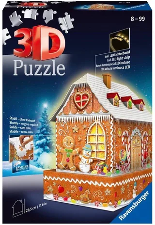 Kerst Gingerbread House Night Edition - 3D puzzel gebouw - 216 Stukjes from Ravensburger, Multicolour edition – box 1 of 2
