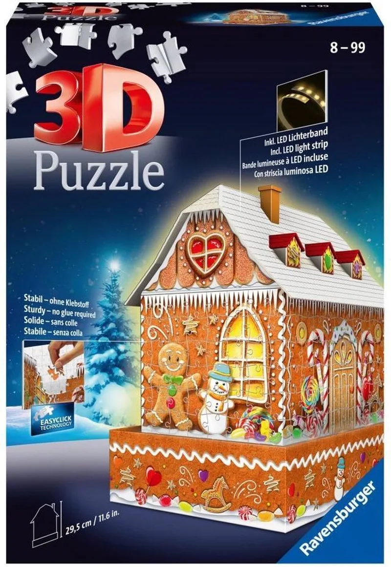 Kerst Gingerbread House Night Edition - 3D puzzel gebouw - 216 Stukjes from Ravensburger, Multicolour edition – box 1 of 2