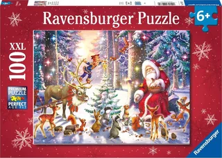 kerstpuzzel Kerstmis in het bos - Legpuzzel - 100 stukjes van Ravensburger, editie Meerkleurig – doos 1 van 2