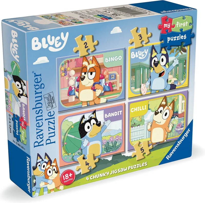 Kinderpuzzel - Bluey 4 in a Box - Vanaf 18 Maanden van Ravensburger, editie Meerkleurig – doos 1 van 2