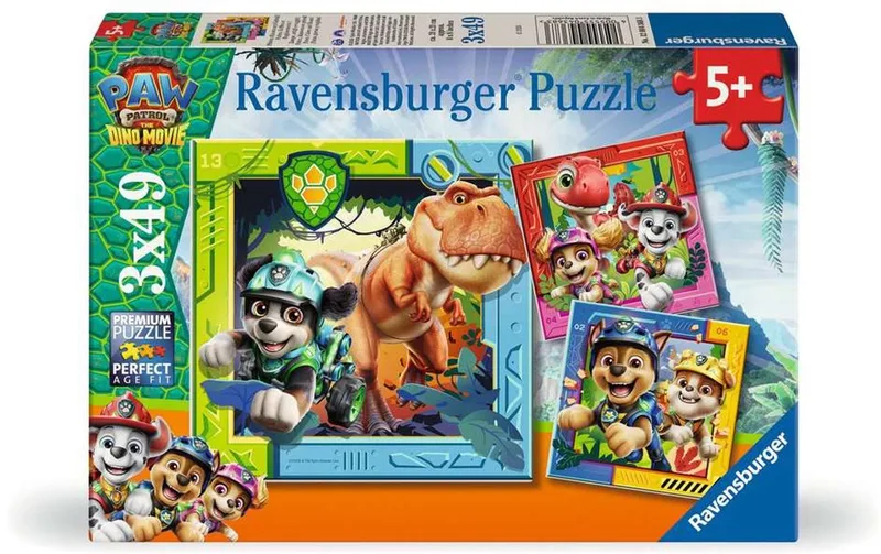 Kinderpuzzel - Paw Patrol 3 - Dino Movie - 3 in 1 Puzzel - Kinderpuzzel 3 x 49 Stukjes - Vanaf 5 Jaar fra Ravensburger, Flerfarvet-udgave – æske 1 af 4