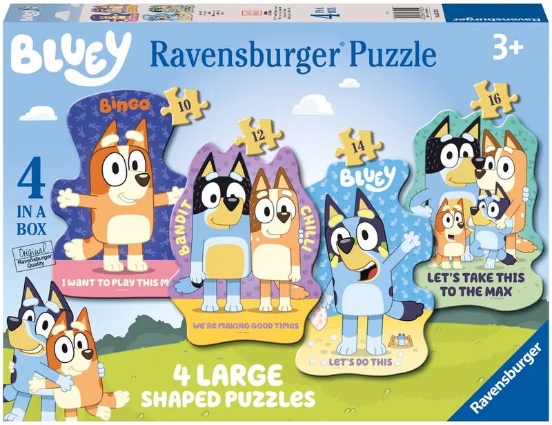 Konturenpuzzle Bluey: Auf geht's!, 52 Puzzleteile, Made in Europe from Ravensburger, Multicolour edition – box 1 of 5