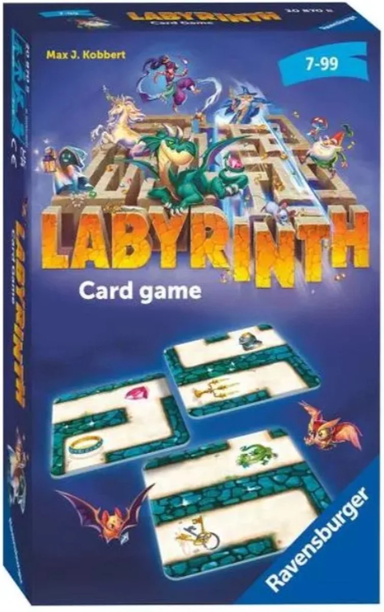 Labyrinth kaartspel – 2 tot 6 spelers – vanaf 7 jaar – 20 tot 30 minuten – familiespel – reisspel från Ravensburger – kartong