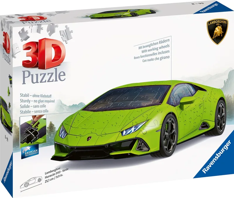 Lamborghini Huracán EVO Verde - 3D Puzzel fra Ravensburger, Grøn-udgave – æske