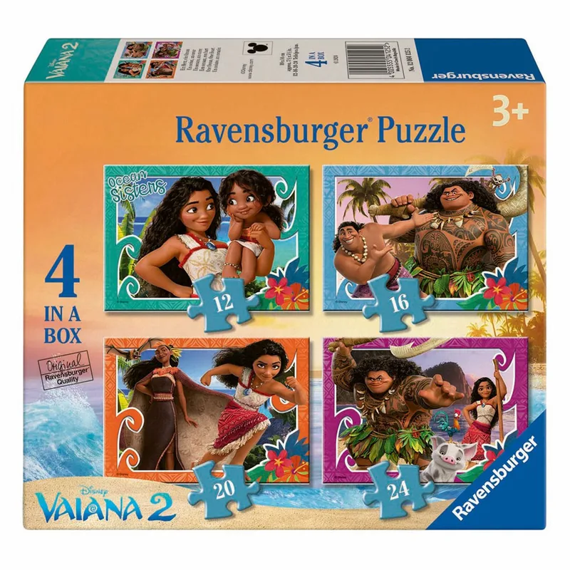 legpuzzel Disney Vaiana 4in1 kinderpuzzel karton. fra Ravensburger, Flerfarvet-udgave – æske