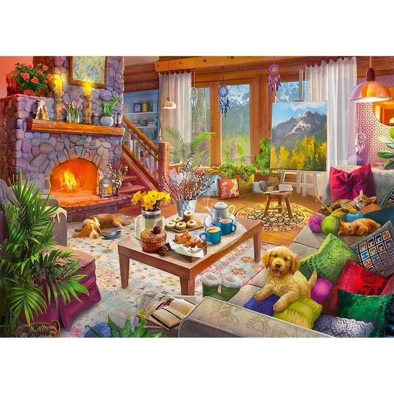 legpuzzel Gezellige Hut 1000 stukjes landschap puzzel. van Ravensburger, editie Meerkleurig – doos 2 van 3