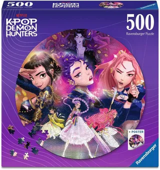 Legpuzzel - Kpop Demon Hunters - Ronde puzzel 500 stukjes von Ravensburger, Ausgabe Mehrfarbig – Schachtel 1 von 2