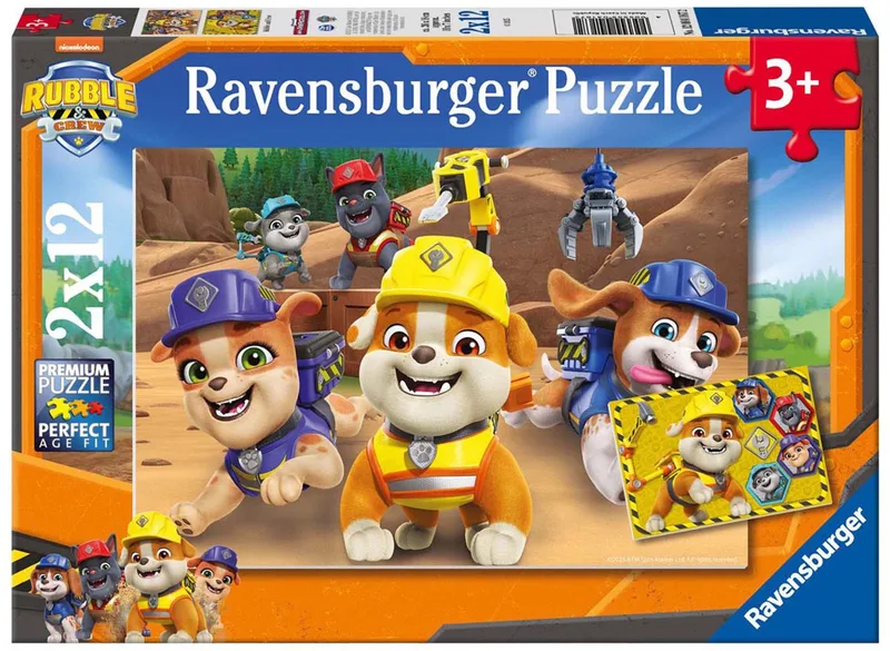 legpuzzel PAW Patrol Rubble & Crew - 2x12 stukjes karton. van Ravensburger, editie Meerkleurig – doos 1 van 4