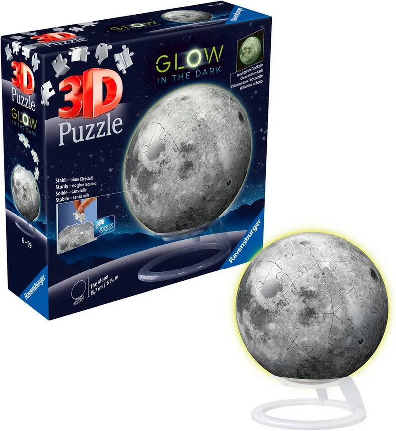 Maan Glow in the Dark - 3D Puzzel fra Ravensburger, Flerfarvet-udgave – æske 4 af 4