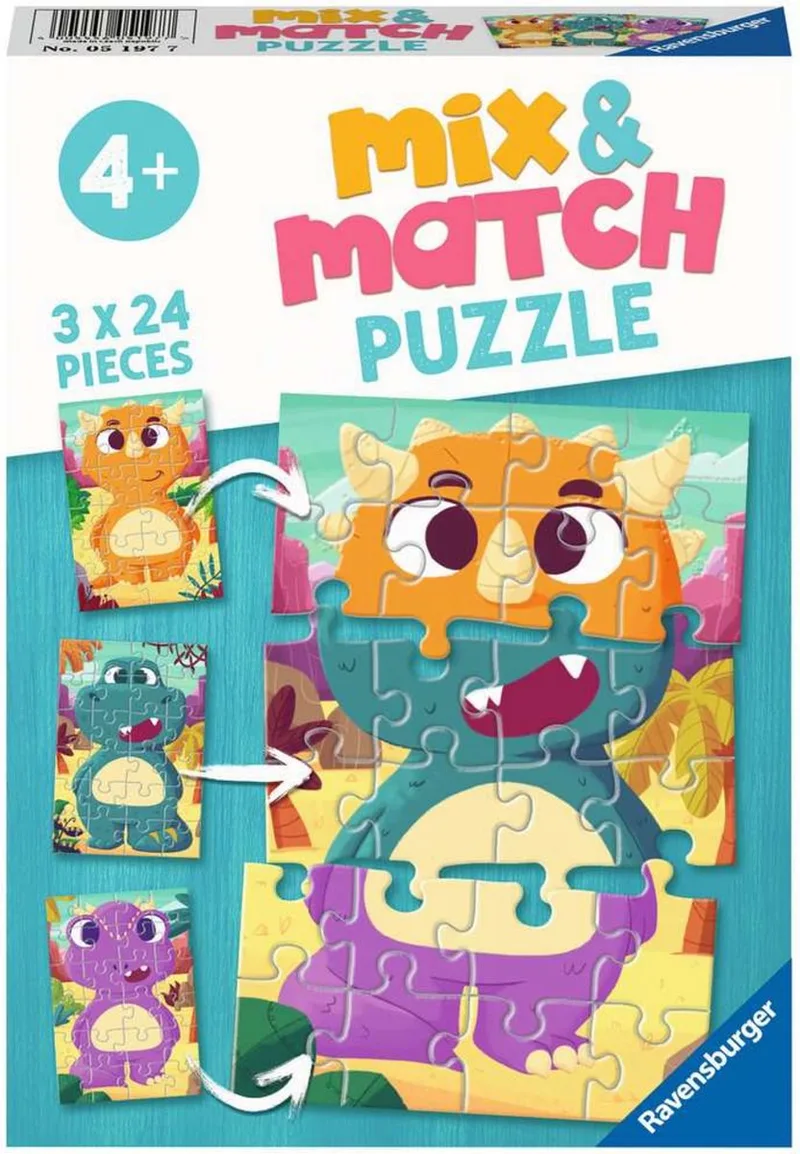 Mix & Match puzzel Schattige dino´s - Legpuzzel - 3x24 stukjes from Ravensburger, Multicolour edition – box