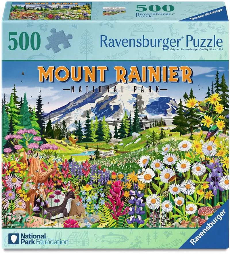 Mount Rainier National Park Puzzel 500 Stukjes | Nationale Parken Collectie | Landschap Legpuzzel from Ravensburger, Multicolour edition – box