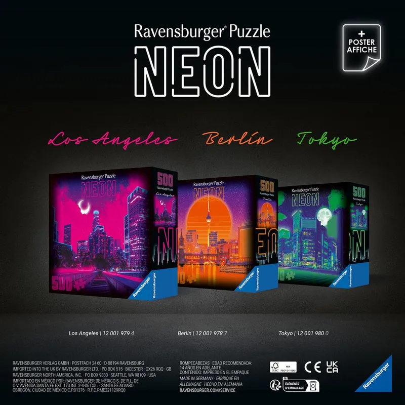 Neon Berlin Puzzel 500 Stukjes | Moderne Stadsgezicht Legpuzzel | Neon Collection de Ravensburger – boîte 2 sur 3