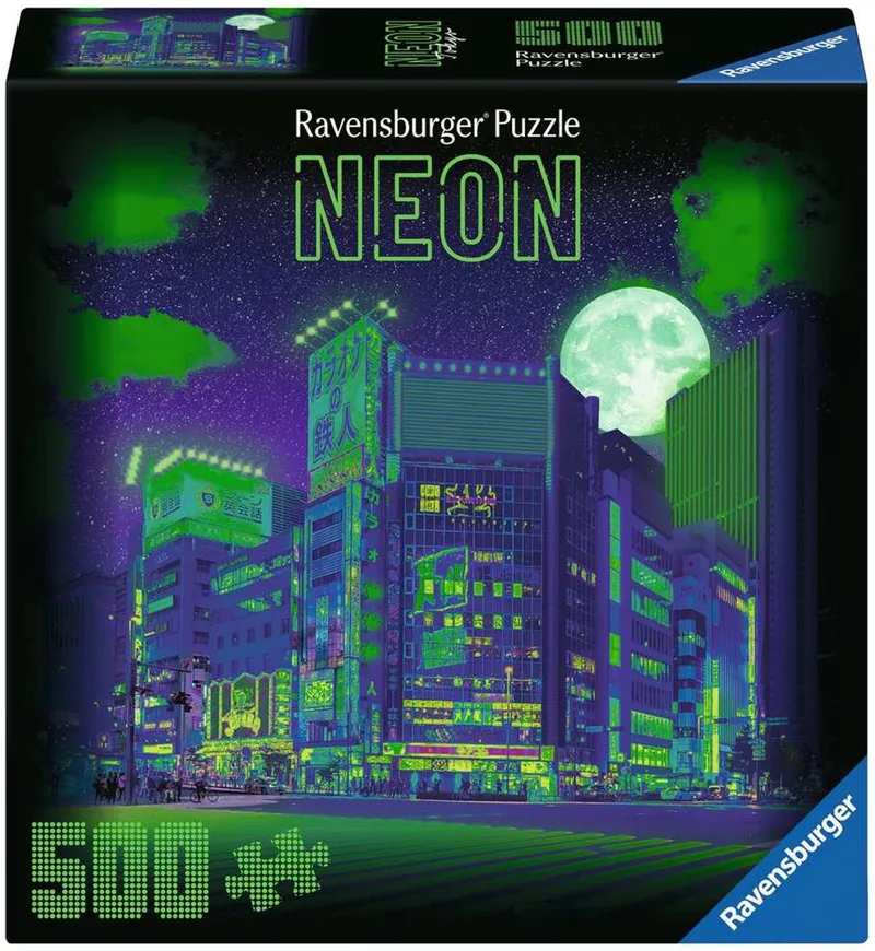 Neon Tokyo Puzzel 500 Stukjes | Moderne Stadsgezicht Legpuzzel | Neon Collection van Ravensburger – doos