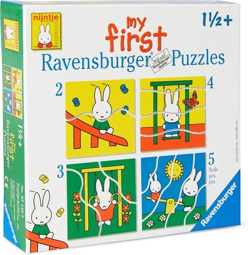 nijntje My First Puzzels -2+3+4+5 stukjes - kinderpuzzel van Ravensburger, editie Meerkleurig – doos