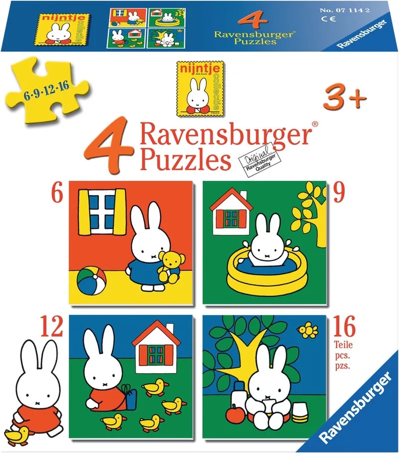 nijntje. vier puzzels -6+9+12+16 stukjes - kinderpuzzel from Ravensburger, Multicolour edition – box