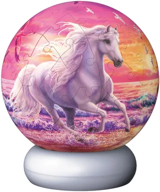 Paarden aan het Strand – 3D Puzzle-Ball Nachtlicht – 73 Stukjes fra Ravensburger, Flerfarvet-udgave – æske 2 af 4
