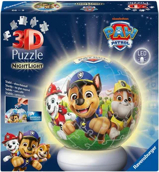 Paw Patrol 3D Puzzle Nachtlampje 72 Stukjes | Verlichte Puzzelbal | Kinderkamer Lamp vanaf 6 Jaar van Ravensburger, editie Meerkleurig – doos 3 van 4