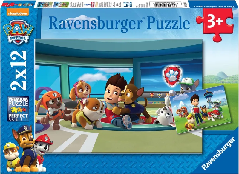 Paw Patrol. Ryder en zijn vrienden- Twee puzzels van 12 stukjes - kinderpuzzel von Ravensburger – Schachtel